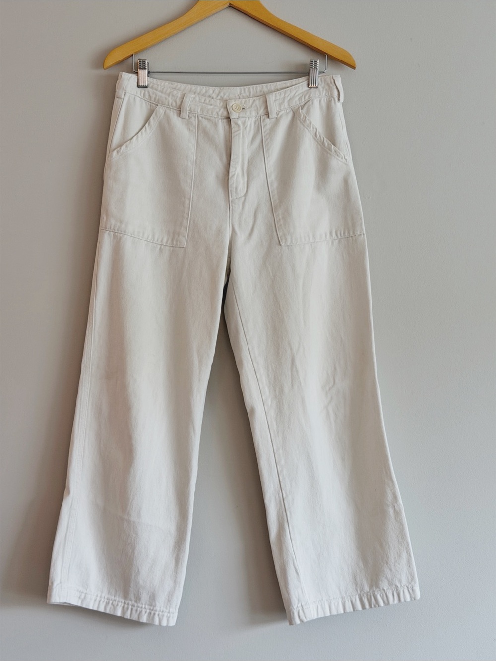 High-Rise Wide-Leg Ankle Jeans in Warm White